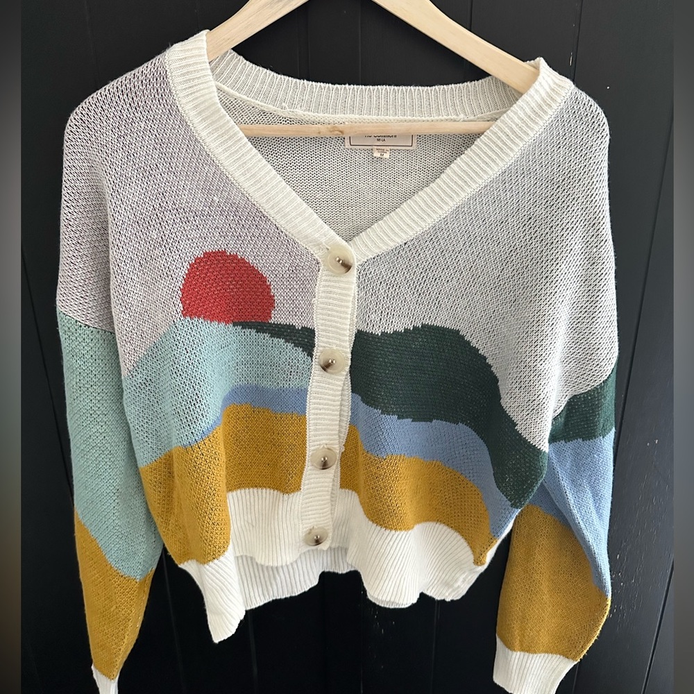 No Comment cropped button up sweater